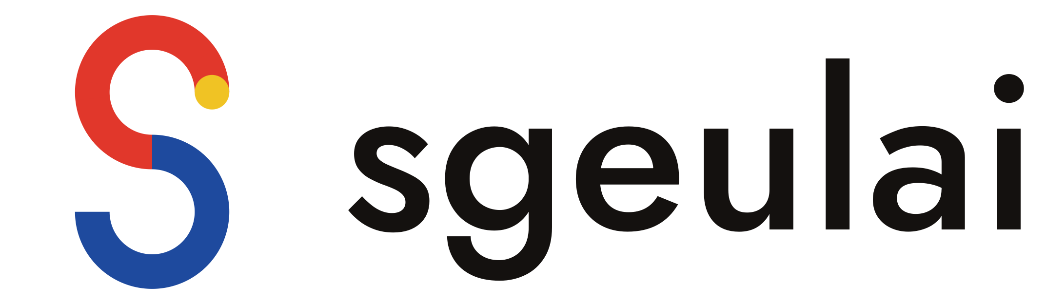 The Sgeulai horizontal lockup: mark and wordmark together